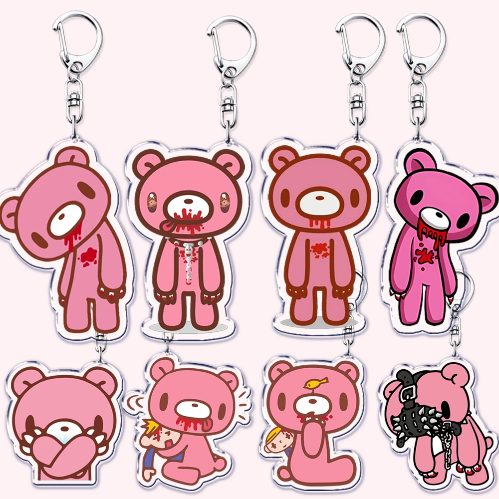 Beliebter süßer wütender rosa Bär Schlüsselanhänger für Zubehör, Tasche, bezaubernder Tier-Schlüsselanhänger, Schmuck, Fans, Freunde, Geburtstagsgeschenke Image