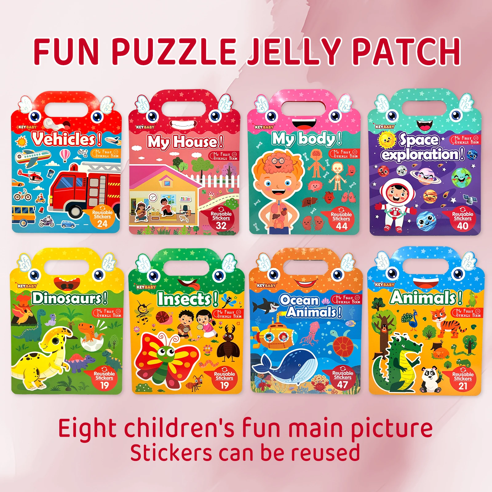 Baby Aufkleber Buch acht Arten von Tieren und Insekten Aufkleber Bücher konzentrieren Cartoon Lernspiel Früher ziehung Spielzeug Image