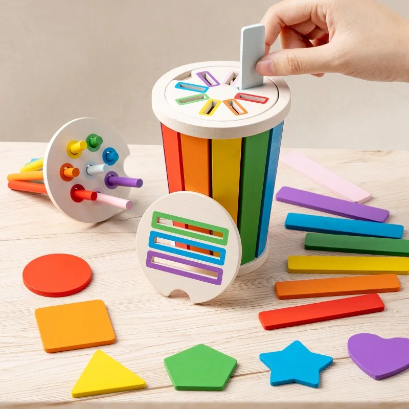 Montessori Farbe Sortierung Passende Spielzeug Holz Form Erzählung Spielzeug Kinder Mathematik Lernen Pädagogisches Spielzeug Kleinkinder Feinmotorik Geschenke Image