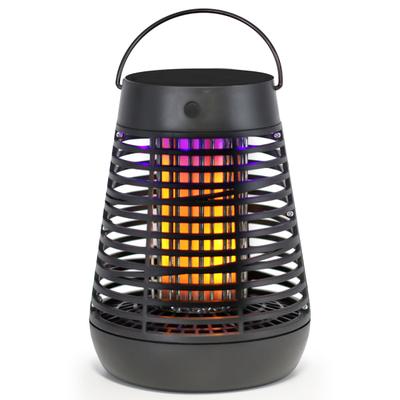 Pic Flickering Flame Solar Portable Bug Zapper Insect Killer Torch Lantern, Black