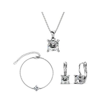 Einfaches quadratisches Set und Box - Silber und Kristall Image