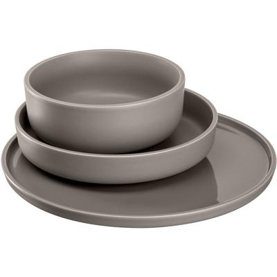 Geschirr-Set LEONARDO "ROMA, Geschirrset, 12-teilig", grau (taupe), 12 tlg., Keramik, Geschirr-Sets, Service, spülmaschinengeeignet Image