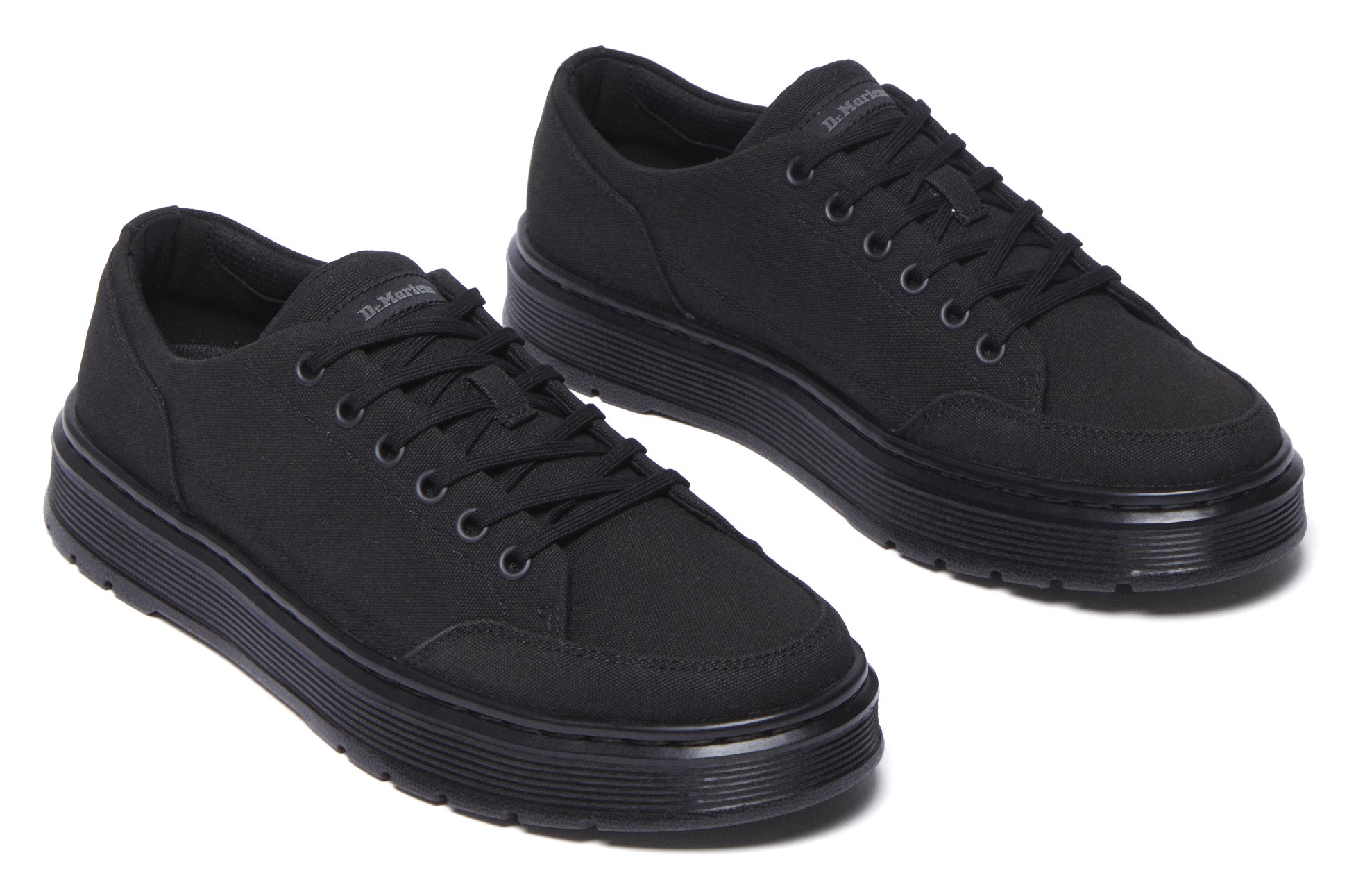 Schnürschuh DR. MARTENS "6 Eye Brookline", Herren, Gr. 43, schwarz, Textil, Schuhe Schnürschuh, Plateauschuh, Chunky Halbschuh, Sneaker mit 6-Loch Schnürung