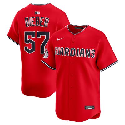 Cleveland Guardians Nike MLB Limited Alternate 2 Trikot – Sport Red – Shane Bieber – Herren Image
