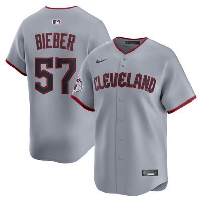 Cleveland Guardians Nike MLB Limited Road-Trikot – Wolkengrau – Shane Bieber – Herren Image