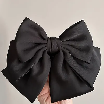 Elegant Bow Ribbon Hair Clip Fashion Simple Solid Satin Spring Clip Hair Pin Retro Headband With