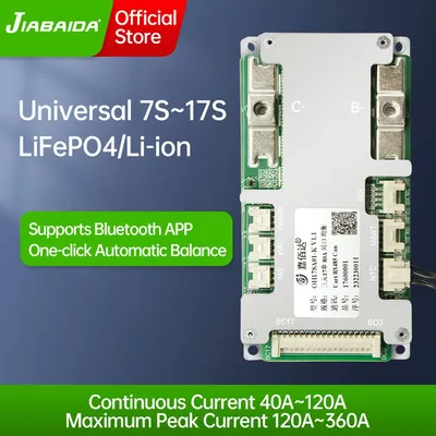 JBD OH17SA01 7S-17S 8S 24V 9S 10S 11S 13S 14S 36V 15S 16S 48V 40A-120A Smart BMS LiFePO4 Li-ion with