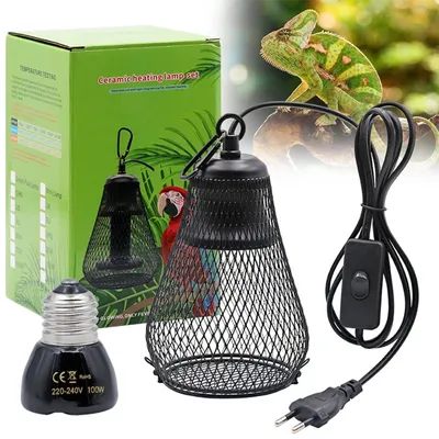 220V Pet Reptile Heating Cage Cover Ceramic Heat Lamp Ceramic Coop Heater Kit Heater Guard for