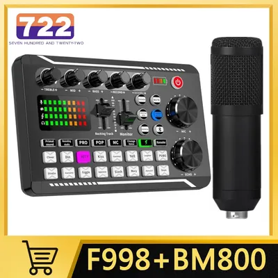 F998 Sound Card Microphone Mixer Kit Audio Sound Card USB Professional Computer Sound Adapter Sound