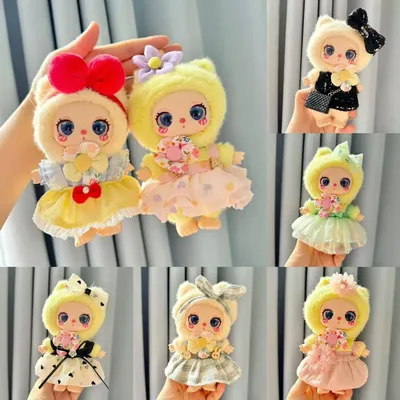 16cm Mini Plush Doll'S Clothes Outfit Accessories For Liila LUCKY CAT Idol Plaid sequined pretty