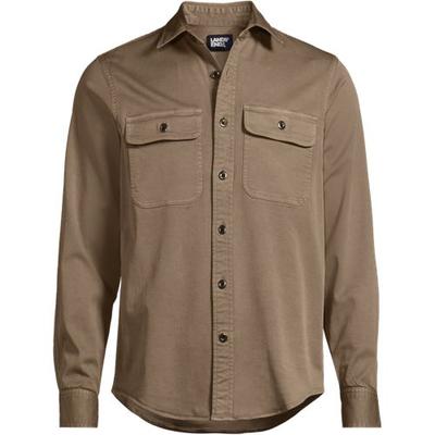 Garment Dyed Overshirt, Men, size: 42-44, regular, Brown, Spandex/Lyocell/Viscose, by Lands' End