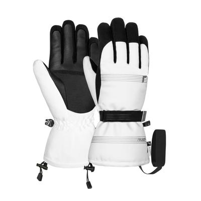 Skihandschuhe REUSCH "Cozy Down R-TEX XT", Damen, Gr. 8,5, schwarz-weiß (weiß, schwarz), 87% Polyester, 6% Polyurethan, 2% Elasthan, feminin, Handschuhe, mit wasserdichter und atmungsaktiver Funktion Image