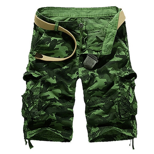 Herren Cargo-Shorts Shorts mit Camouflage-Muster Wander-Shorts Mehrere Taschen Tarnung Atmungsaktiv Außenbereich Knielang Lässig Täglich Streetwear Stilvoll Tarnrot Tarnblau Unelastisch Image