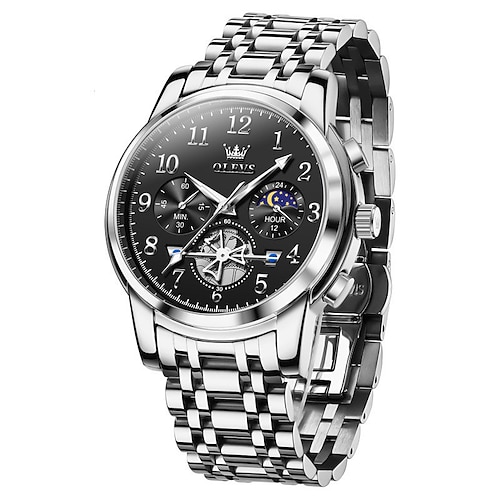 Neue Herren-Business-Uhr der Marke Olevs mit digitaler Skala, optischer Chronograph, multifunktionale Quarzuhr, wasserdicht, einfache Sport-Herrenuhr Image