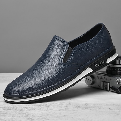 Herren Slip-On Kunstleder Sneaker, lässige weiße Schuhe mit bequemer Gummisohle, stylisches und vielseitiges Schuhwerk für Alltag und Freizeit