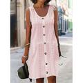 Damen Minikleid Weißes Kleid Abschlusskleid Freizeitkleid Trägerkleid Basic Lässig Urlaub Täglich Normale Passform Einfach Ärmellos V Ausschnitt Schwarz Weiß Rosa Blau Sommer