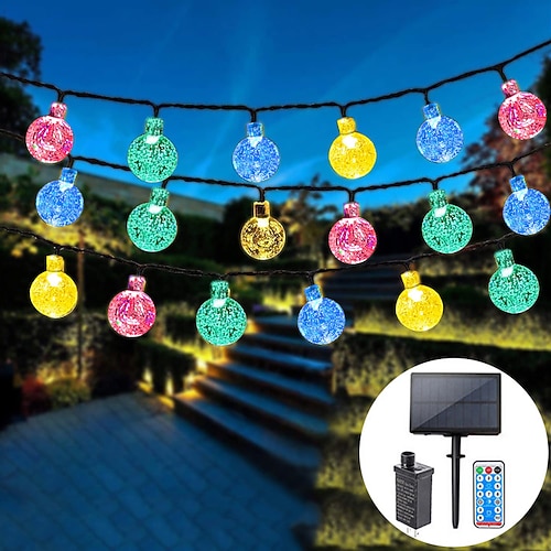 LED-Globus-Solar-Lichterkette, 10 m/20 m/30 m/50 m, wasserdichte Acryl-Außenlichter mit Fernbedienung, Plug-in für Weihnachtsferien, Partys,amp;Gartendeko EU/US Stecker Image