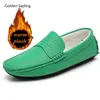 Golden Sapling Große Größe 49, Herren-Freizeitschuhe, Outdoor-Mode, Leder, lässig, zum Fahren, Bootsschuh, männlich, Winter, warme Plüsch-Loafer