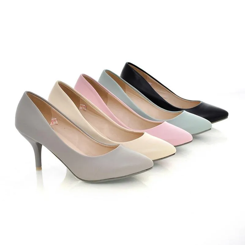 Dame Plain Elegante Plus Größen 33-46 High Heel Spitz Einzelnen Schuhe Designer OL Büro Kleid Pumpen Stilettos claussure Femme