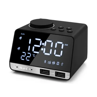 K11 Bluetooth Radio Alarm Clock Speaker Radios With 2 USB Ports LED Digital Alarm Clock Home