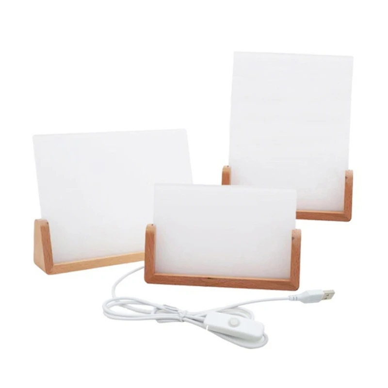 A0KC Sublimations-Acryl-Fotorahmen, mit LED-Licht und Holzständer, Bilderrahmen zum Drucken mit Heißpressmaschinen Image