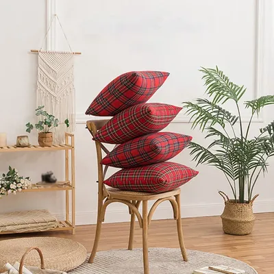 Quadratische Kissen bezüge Weihnachten schottisch Tartan Plaid Kissen bezüge Bett Sofa Pad Party Image
