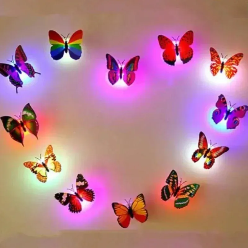 1-10pcsNovelty DIY LED Bunte Schmetterling Nachtlicht Kühlschrank Party Hochzeit Wohnzimmer Schlafzimmer Kühlschrank Hause LED Dekor licht Image
