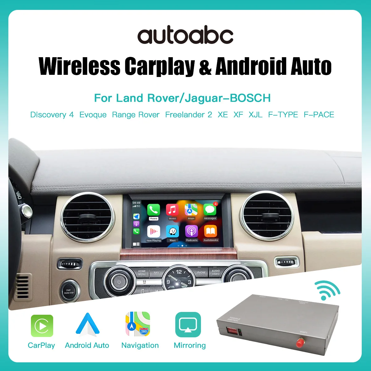 Autoabc Wireless Carplay Android Auto Für Land Rover Jaguar Bosch Discovery 4 Evoque Freelander 2 XE XF XJL Mirroring Decorder Image