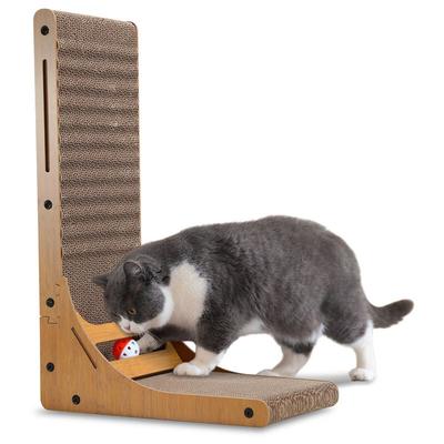 Katzen Kratzbrett Schutz Wand Kratzpappe mit Katzenspielzeug Kratzbaum Kratzmatte l förmig - Hengda Image