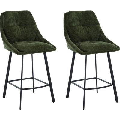 Wahson Barhocker 2er Set Barstuhl aus Chenille, küchenhocker Tresenhocker mit lehne, mit schwarzen Image