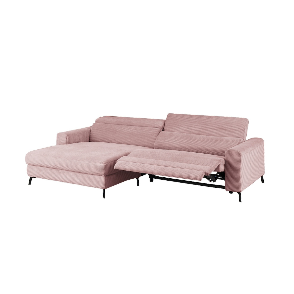 KAWOLA Sofa LAISKA Ecksofa Relaxfunktion teilmotorisch Cord rosa Longchair links Image