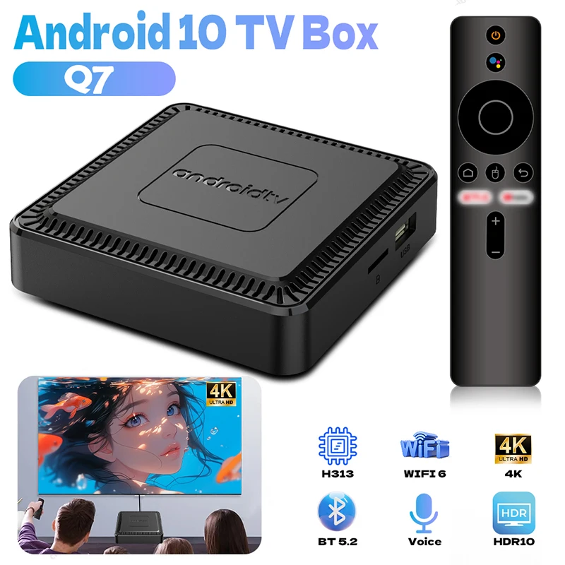 2025 haute qualité Q7 Smart Android Tv Box Wifi6 Bluetooth 5.2 voix Google Assistant 4k Ultra Streaming lecteur multimédia décodeur