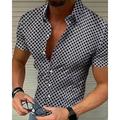 Per uomo Camicia Camicia Estiva Camicia casual Camicia da Spiaggia Camicia con Bottoni Nero Bianco Rosso Blu Verde Manica Corta Geometrico Rombi Bavero Vacanza Camicia hawaiana Bottoni Abbigliamento