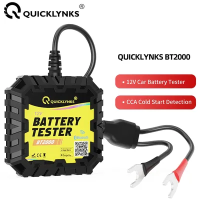 QUICKLYNKS BT2000 Bluetooth 4.0 12V Battery Monitor Car Battery Cranking&Charging CCA Battery Tester
