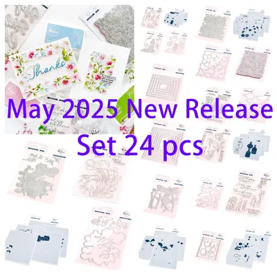 Pink 2025 New Fresh Paper Craft Metal Cutting Dies Rectangular Frame Flower Dies Stamps DIY Embossing Scrapbooking Greeting Card