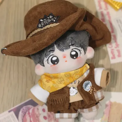 20cm Plush Toy Doll Clothes Western Cowboy Desert Adventure Outfit Long Sleeved T-Shirt Vest Set