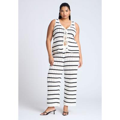 Plus Size Women's Sweater Pull On Pant by ELOQUII Elements in Black And White Stripe (Size 18/20)