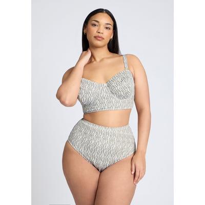 Plus Size Women's High Waisted Bikini Bottom by ELOQUII in Black White (Size 26)