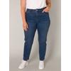 Slim-fit-Jeans BASE LEVEL CURVY, Damen, Gr. 54/56, Länge 30, blau (mid blau), Denim/Jeans, Obermaterial: 92% Baumwolle, 6% Polyester, 2% Elasthan, unifarben, casual, slim fit knöchellang, Jeans, in großen Größen