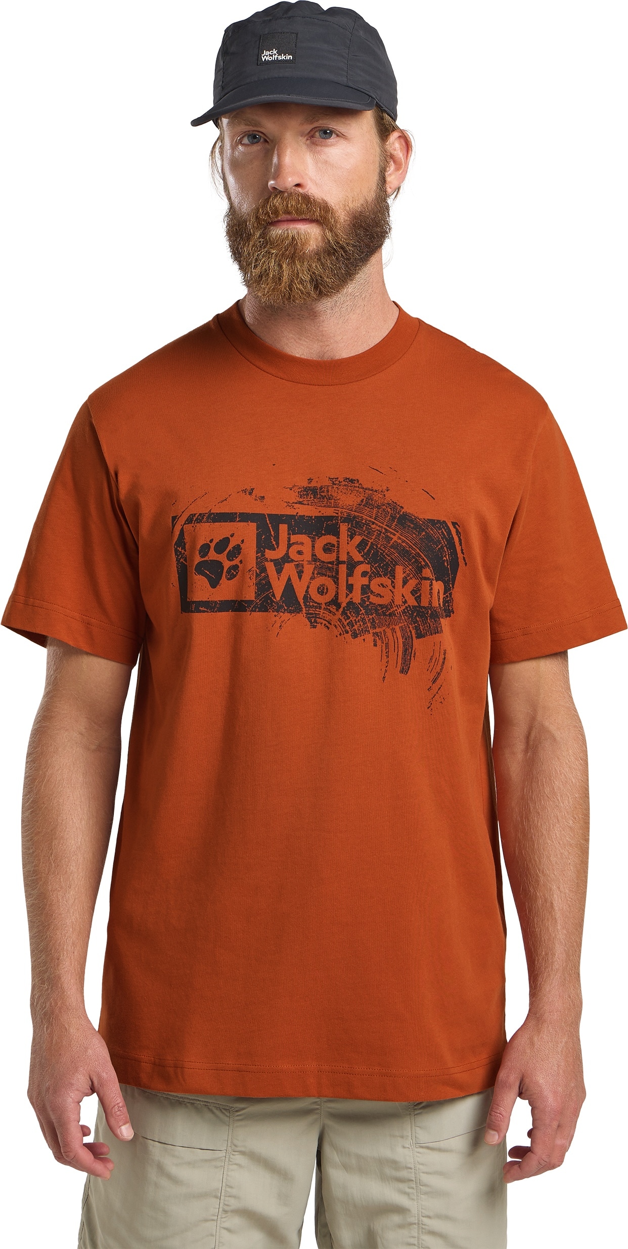 T-Shirt JACK WOLFSKIN "BRAND T M", Damen, Gr. XXXL (60), orange (burnt, orange), Oberstoff: 100% BAUMWOLLE ; Oberstoff: 100% BAUMWOLLE ; Kontrastmaterial 1: 100% BAUMWOLLE ; Kontrastmaterial 1: 100% BAUMWOLLE, Shirts T-Shirt
