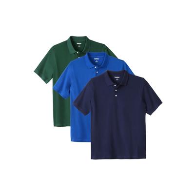Men’s Big & Tall 3-Pack Piqué Polos by KingSize in Assorted Cools (Size 4XL)