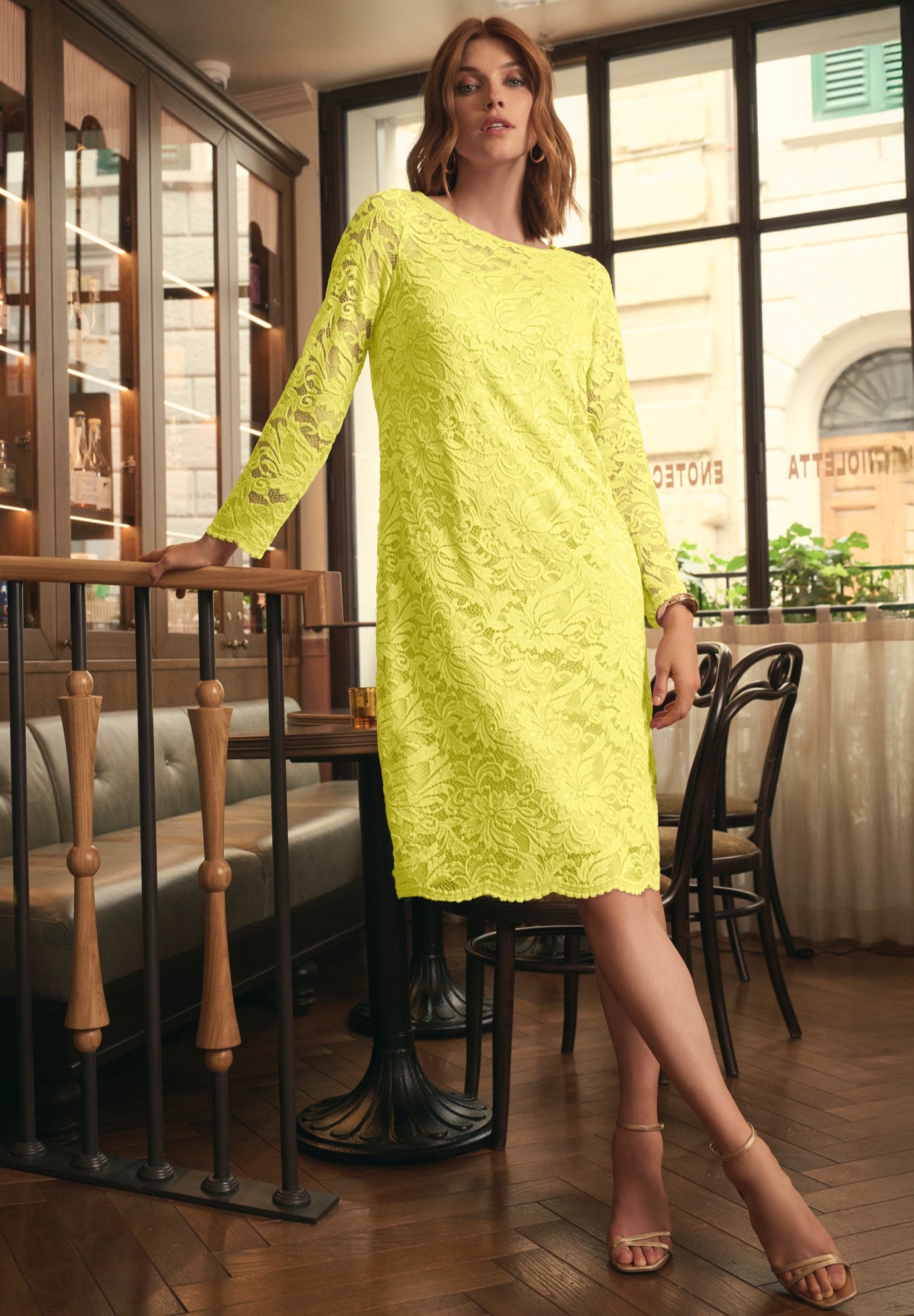 Plus Size Women's Stretch Lace Shift Dress by Jessica London in Bright Lemon (Size 12)