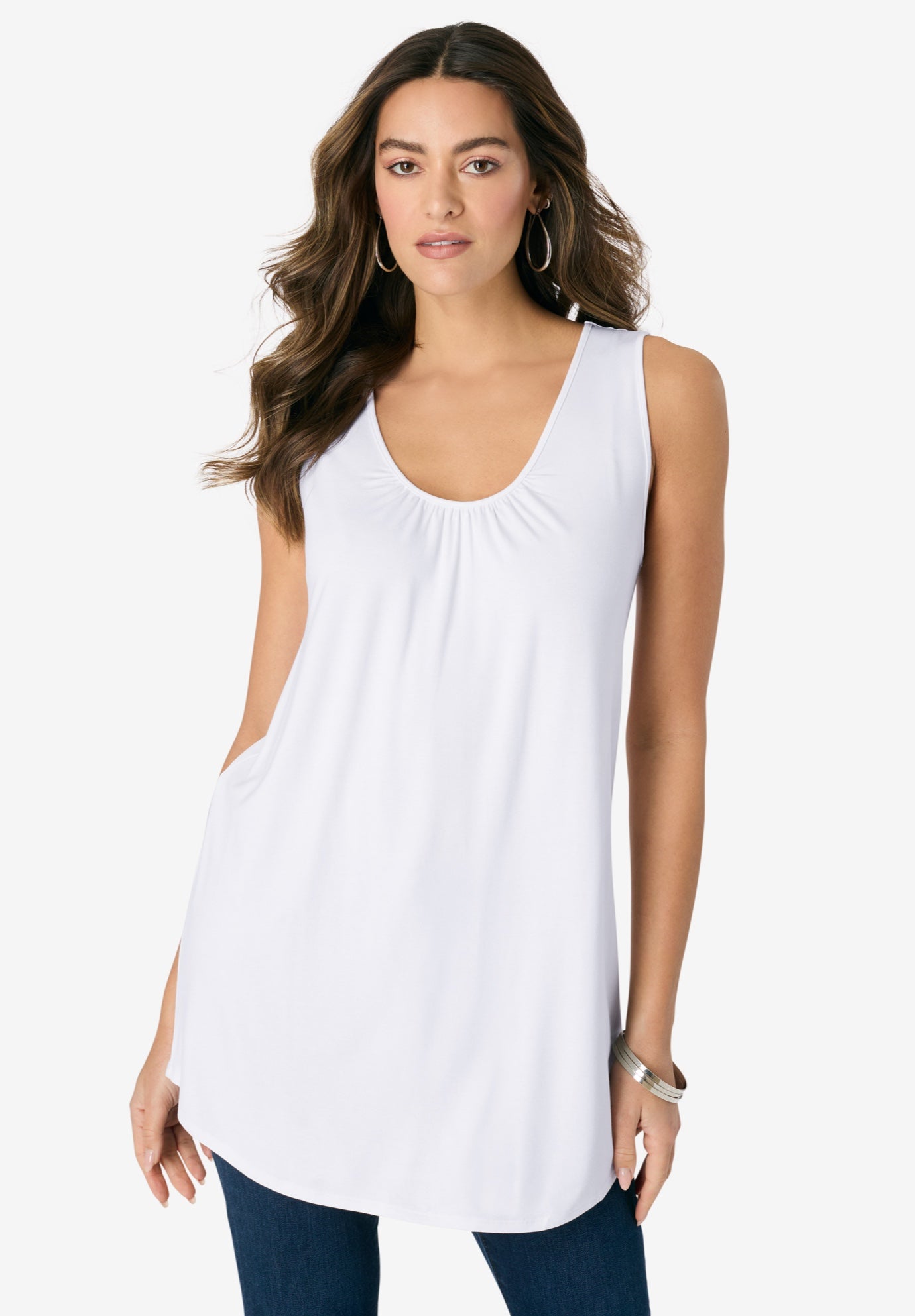 Plus Size Women's Ultra Drape Tank Top by Roaman's in White (Size 14/16)