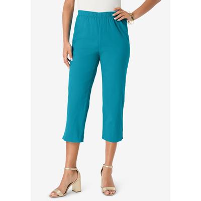 Plus Size Women's Plus Size Comfort Stretch Capri Jean by Denim 24/7 by Roamans in Deep Turquoise (Size 34 W)
