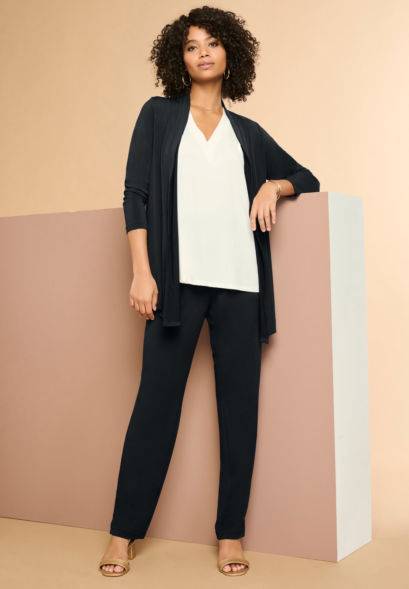 Plus Size Women's Ultrasmooth® Fabric Straight-Leg Pant by Roaman's in Black (Size M)