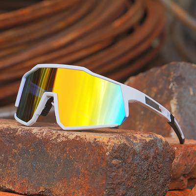 TEMU 1pc Men's Fashion 2024 New Personality Simple High-end Colorful Polarized Outdoor One-piece Sports Cycling Suitable For Driving Party Beach Seaside Decoration Sunshade Fishing Use Versatile Image