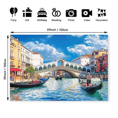 TEMU Italy Scene Polyester Backdrop - Fabric Wall Decor For Any Season, Home & Event Personalization, Italian Decor, A , Room Image