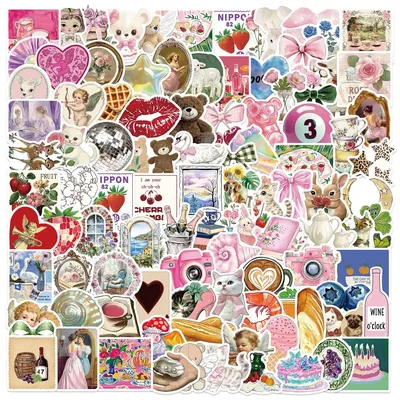 100 Stück Y2K rosa Ästhetik Aufkleber für Gitarre Notebook Koffer DIY wasserdicht Briefpapier Dekor Aufkleber Image