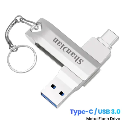 Metall U Disk USB 3.0 2 in 1 TYP C Rotation Pen Drive USB-Flash-Laufwerk 128 GB 64 GB Pendrive USB Memory Stick 32 GB Kreatives Geschenk Image