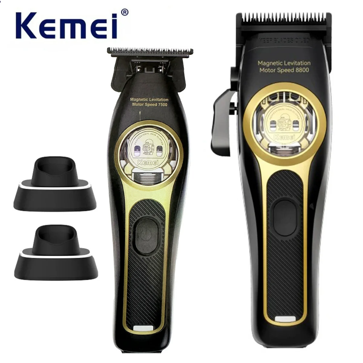 Kemei 2373 2268 Friseur-Haarschneidemaschine, professioneller kabelloser Haarschneider, elektrische Männer-Finish-Haarschneidemaschine, Vektormotor Image
